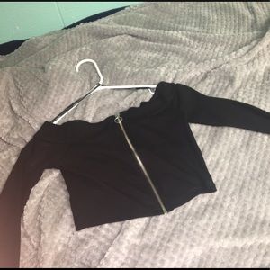 Forever 21 off the shoulder zip crop top
